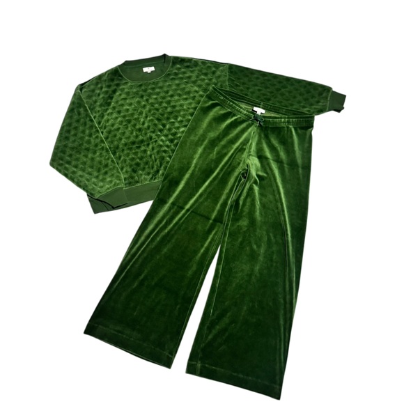 Tuckernuck Douglas Fir Velour Two Piece Set Green Casual Preppy Size Large - Picture 5 of 13